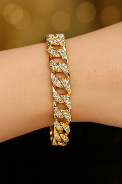 A gold-plated watch and bracelet set